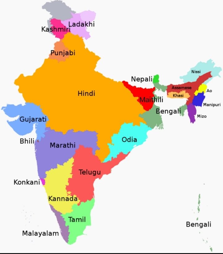Indian Languages Map, India Map with Indian Languages